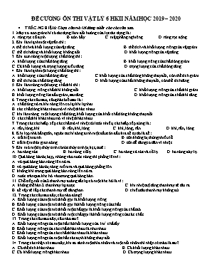 Đề cương ôn thi học kì II môn Vật lý Lớp 6 - Năm học 2019-2020